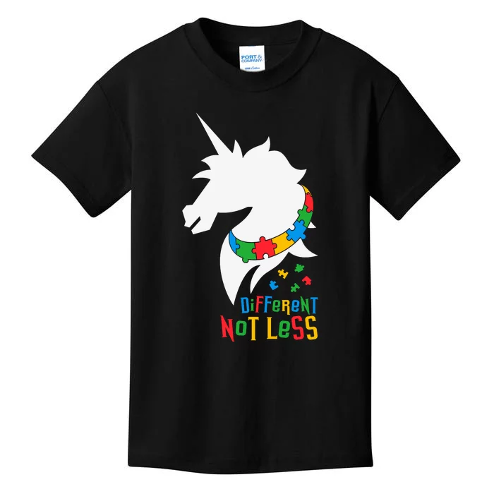 Unicorn Autism Different Not Less Autism Awareness Month Kids T-Shirt