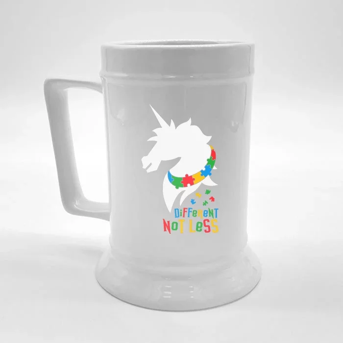 Unicorn Autism Different Not Less Autism Awareness Month Front & Back Beer Stein