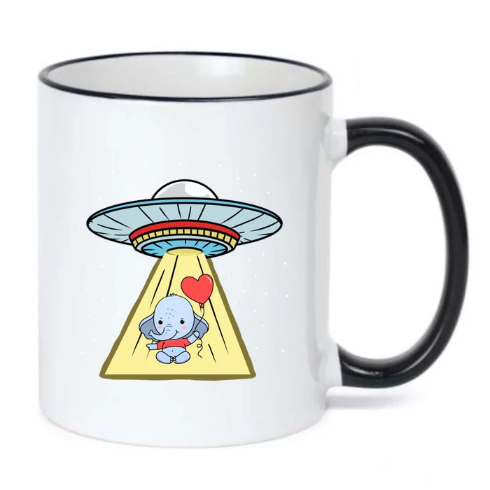 Ufo Abduction Elephant Valentines Day Meaningful Gift Black Color Changing Mug