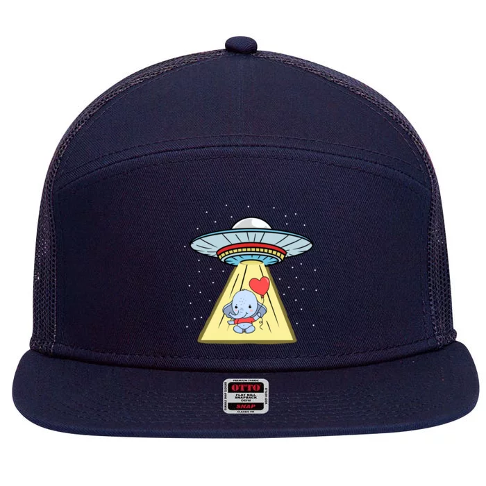 Ufo Abduction Elephant Valentines Day Meaningful Gift 7 Panel Mesh Trucker Snapback Hat