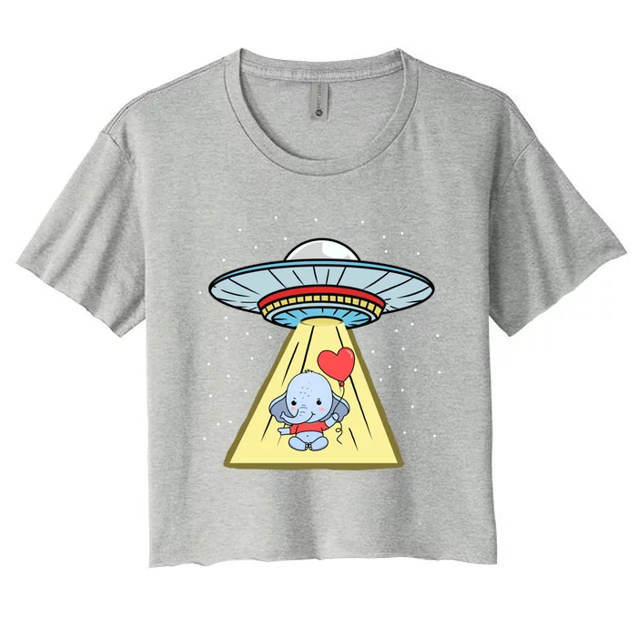 Ufo Abduction Elephant Valentines Day Meaningful Gift Women's Crop Top Tee