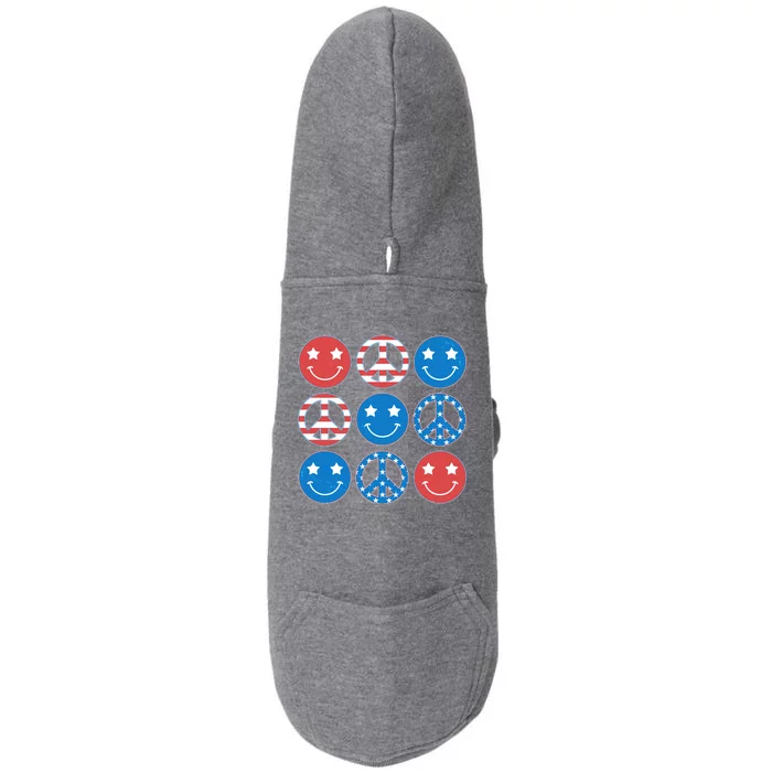 USA American Flag Peace Symbols Smiley Emoji Doggie 3-End Fleece Hoodie