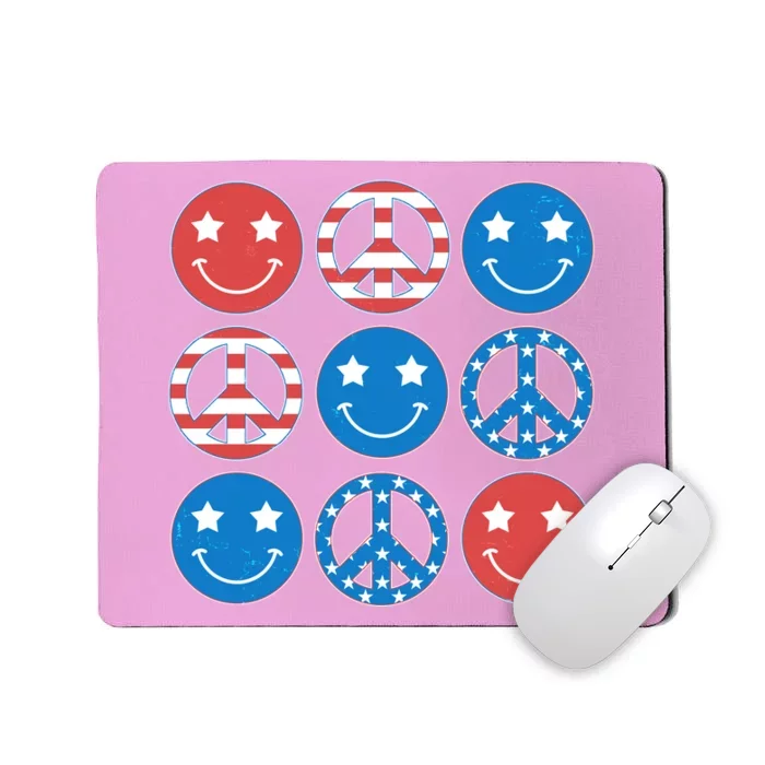 USA American Flag Peace Symbols Smiley Emoji Mousepad