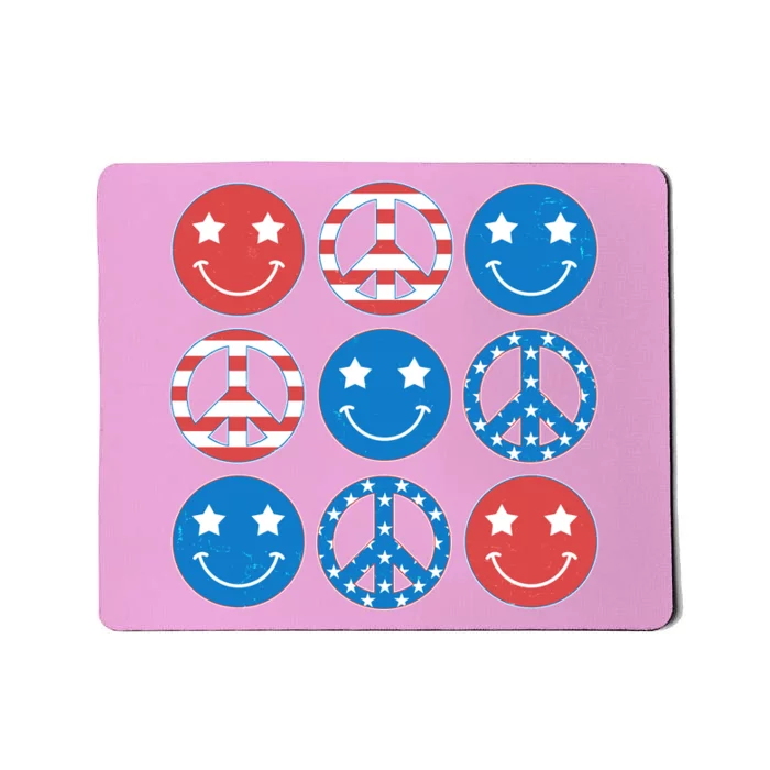 USA American Flag Peace Symbols Smiley Emoji Mousepad