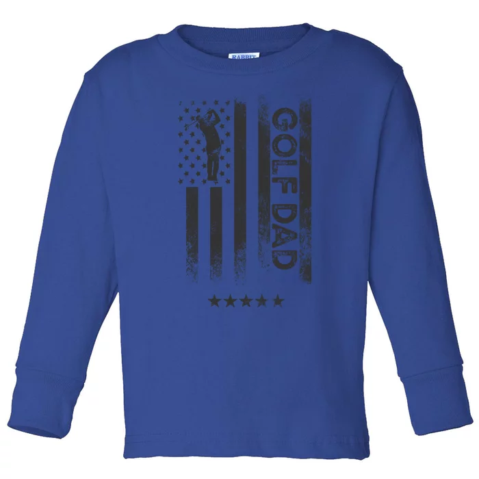 Usa American Flag Golf Dad Funny Gift Toddler Long Sleeve Shirt