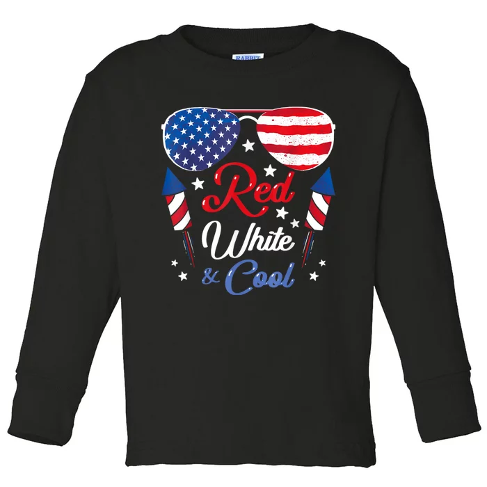 Usa American Flag Vintage Red White And Cool Patriotic Toddler Long Sleeve Shirt