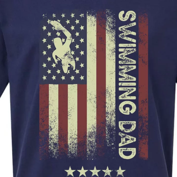 Usa American Flag Swimming Dad Gift Sueded Cloud Jersey T-Shirt