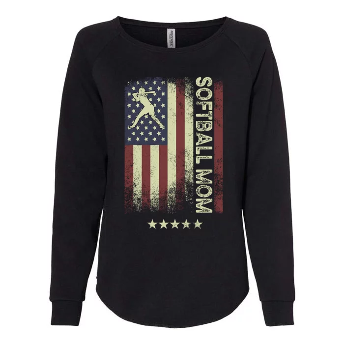 Usa American Flag Softball Mom Meaningful Gift Womens California Wash Sweatshirt