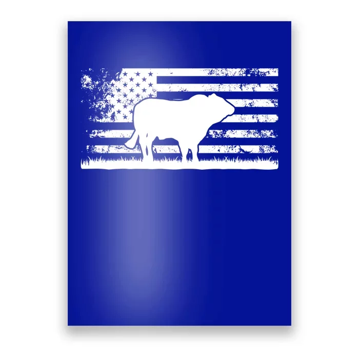 Usa American Flag Gift America Cow Gelbvieh Rancher Gift Poster