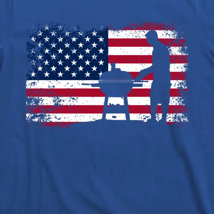 Usa American Flag Barbecuing Grilling Steak 4th Of July Gift T-Shirt