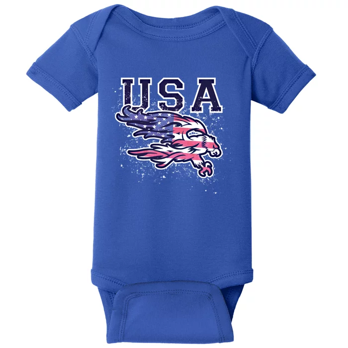 Usa American Flag Vintage Eagle Patriotic Sports Great Gift Baby Bodysuit