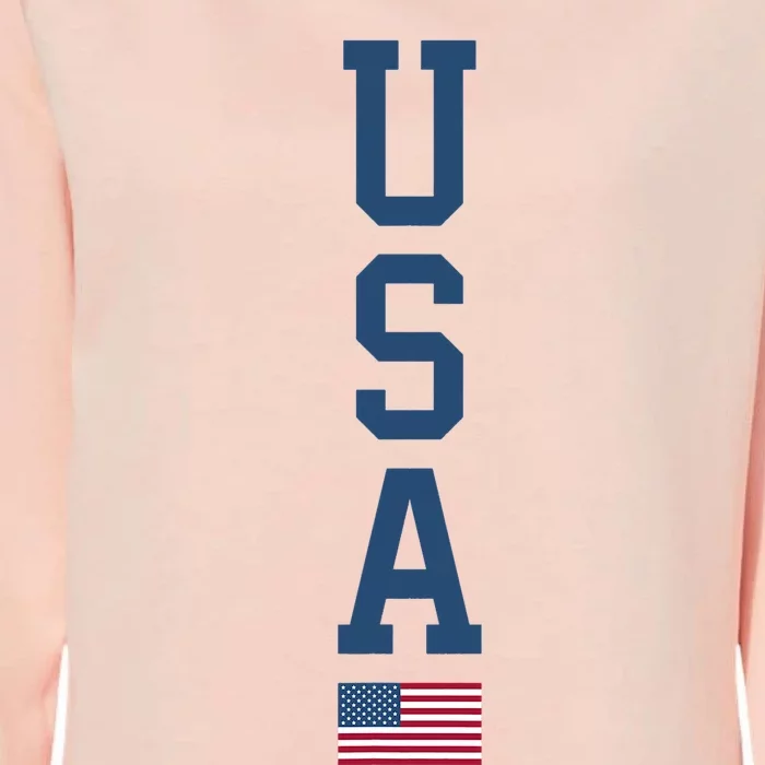 USA American Flag Vertical Text Patriotic 4th Of July Womens California Wash Sweatshirt