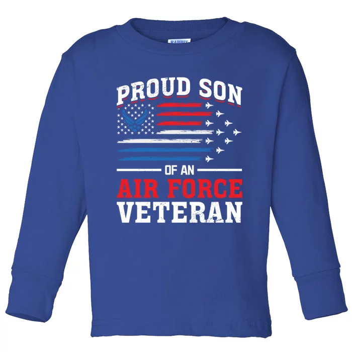 Us Air Force Veteran Proud Son Of An Air Force Veteran Gift Toddler Long Sleeve Shirt