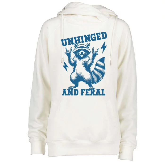 Unhinged And Feral Raccoon Cute Feral Girl Racoon Lover Womens Funnel Neck Pullover Hood