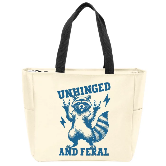 Unhinged And Feral Raccoon Cute Feral Girl Racoon Lover Zip Tote Bag