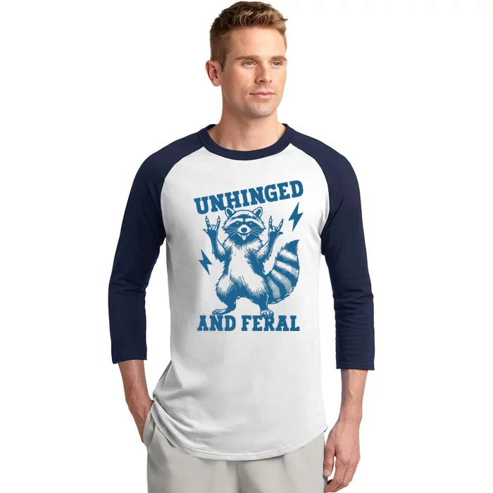 Unhinged And Feral Raccoon Cute Feral Girl Racoon Lover Baseball Sleeve Shirt