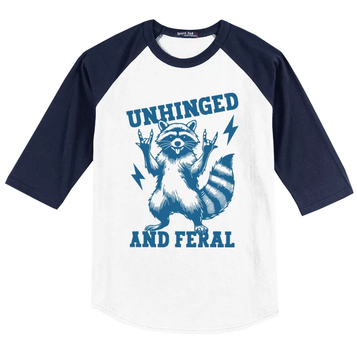 Unhinged And Feral Raccoon Cute Feral Girl Racoon Lover Baseball Sleeve Shirt