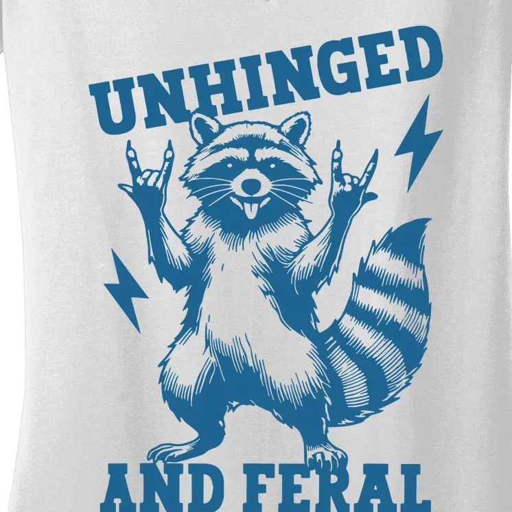 Unhinged And Feral Raccoon Cute Feral Girl Racoon Lover Women's V-Neck T-Shirt