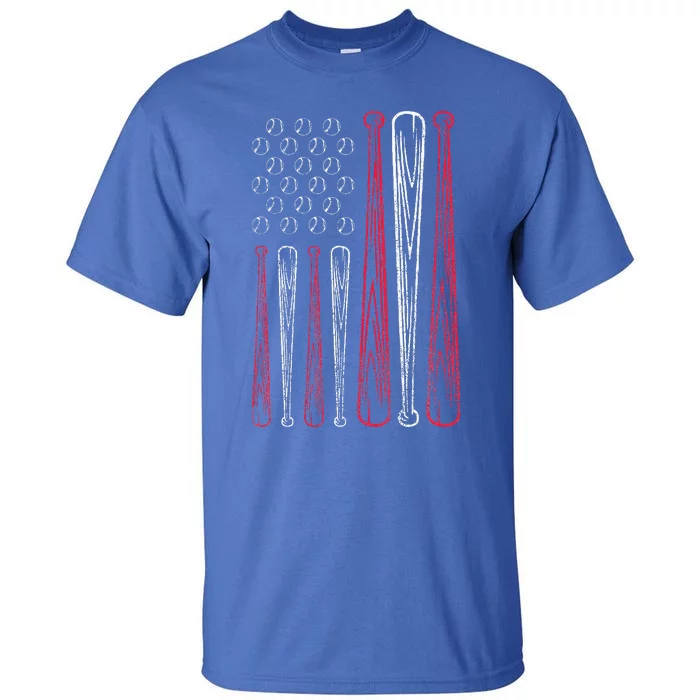 Usa American Flag Baseball Red White Blue Tall T-Shirt