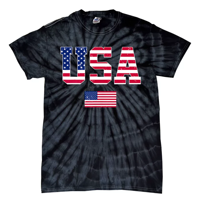 Usa American Flag Patriotic 4th Of July Tie-Dye T-Shirt