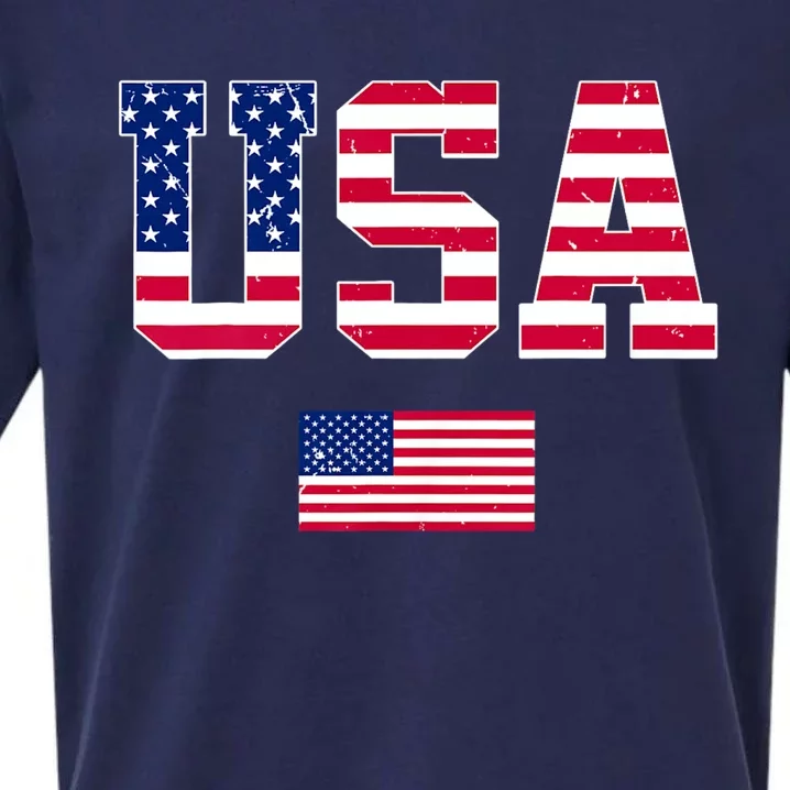 Usa American Flag Patriotic 4th Of July Sueded Cloud Jersey T-Shirt