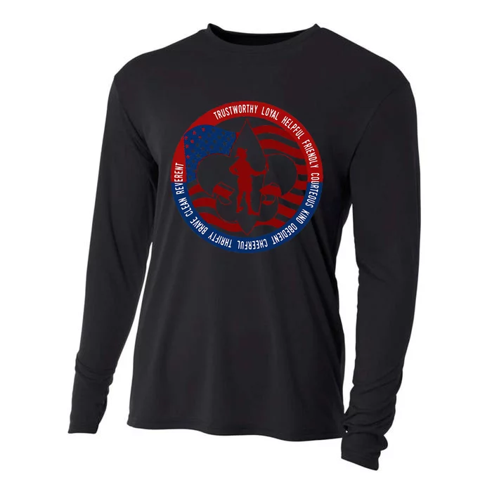 US American Flag Patriotic Scout Law Cooling Performance Long Sleeve Crew