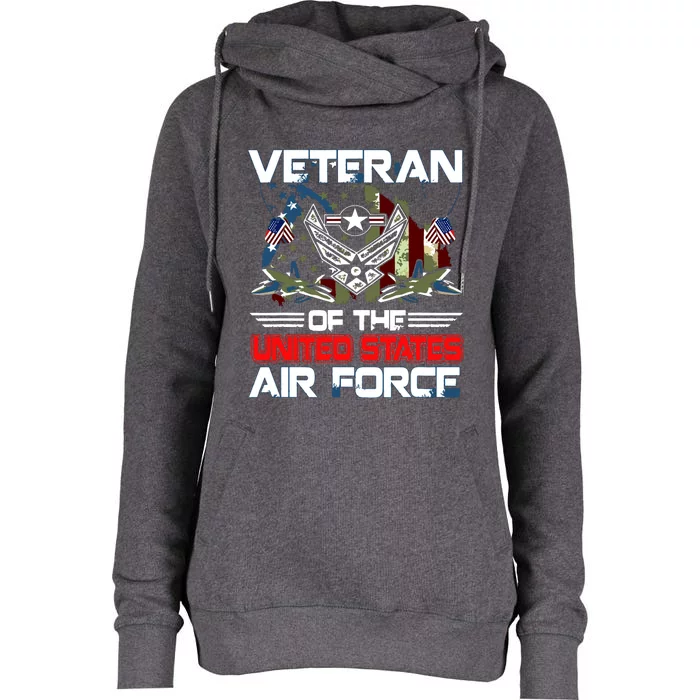 US Air Force Veteran Veteran Of The United States Air Force Womens Funnel Neck Pullover Hood