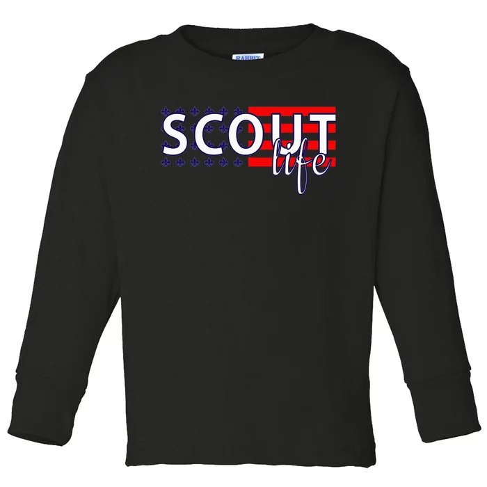 US America Flag Scout life Toddler Long Sleeve Shirt