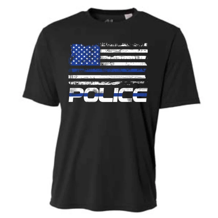 Usa American Flag Thin Blue Line Police Gift Cooling Performance Crew T-Shirt