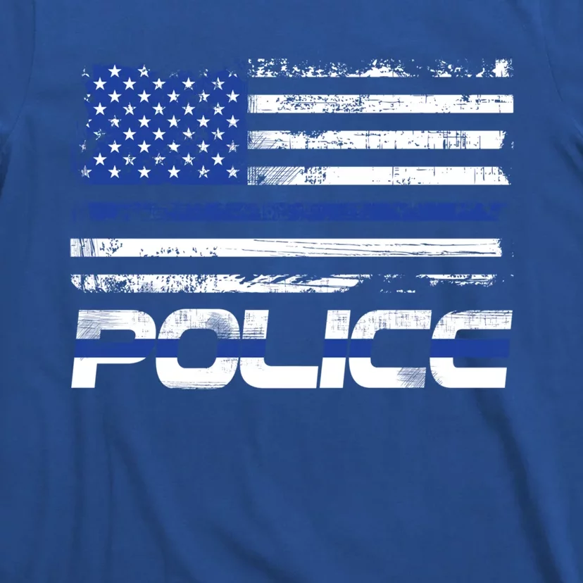 Usa American Flag Thin Blue Line Police Gift T-Shirt