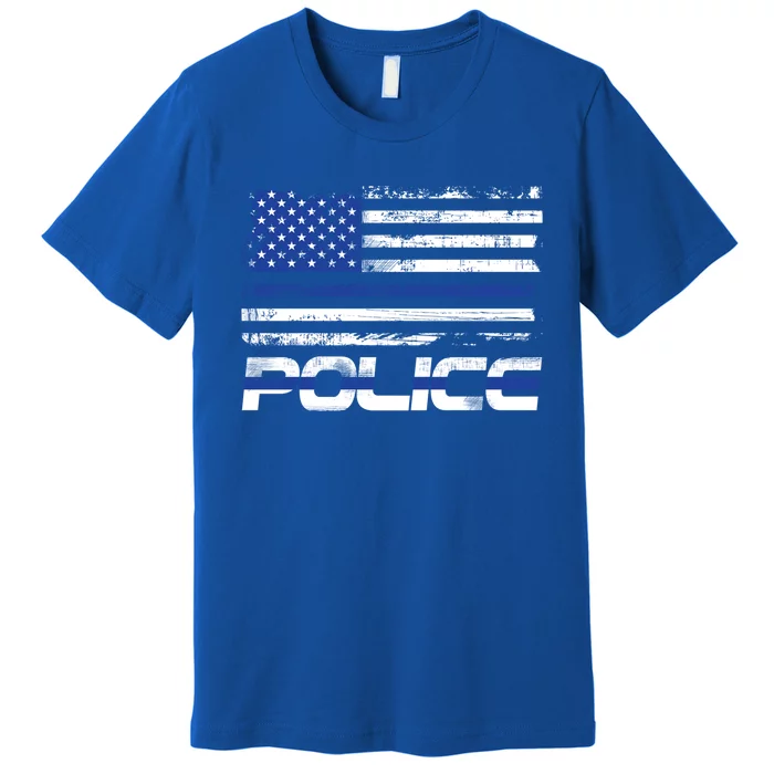 Usa American Flag Thin Blue Line Police Gift Premium T-Shirt