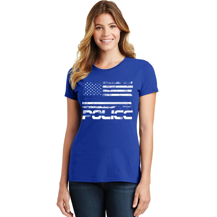 Usa American Flag Thin Blue Line Police Gift Women's T-Shirt