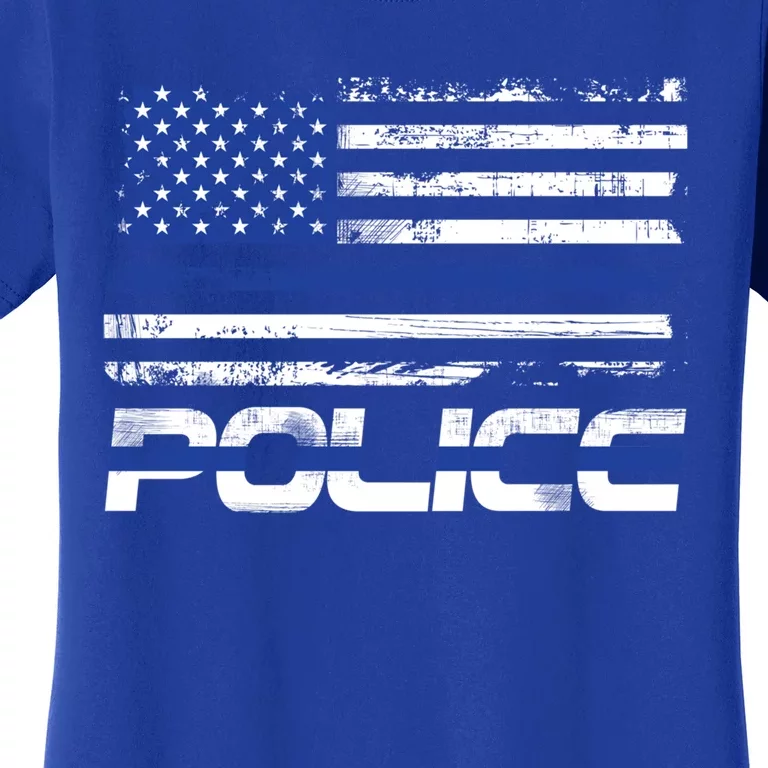 Usa American Flag Thin Blue Line Police Gift Women's T-Shirt