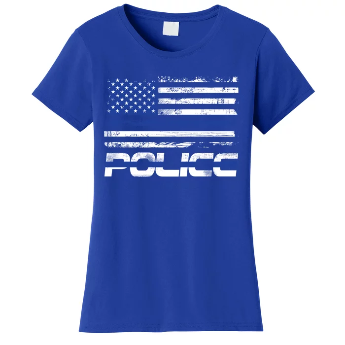 Usa American Flag Thin Blue Line Police Gift Women's T-Shirt