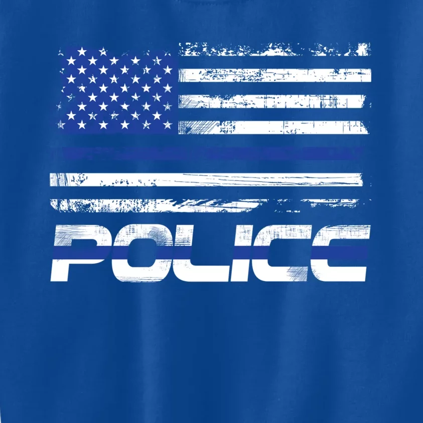 Usa American Flag Thin Blue Line Police Gift Kids Sweatshirt