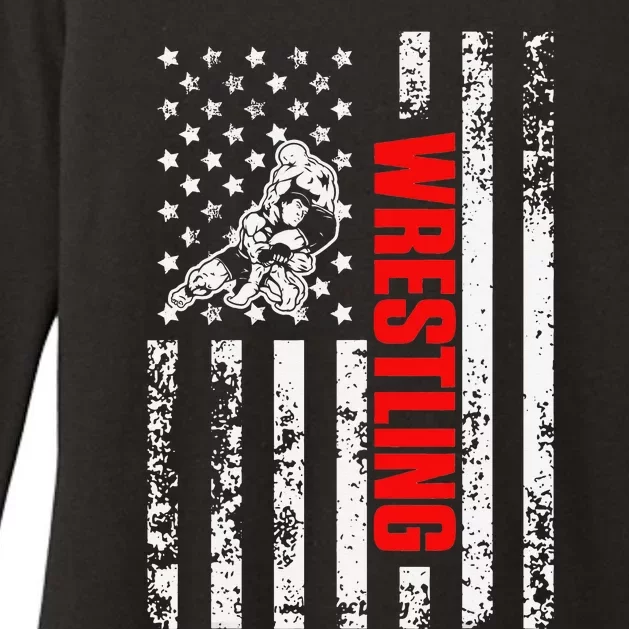 US American Flag Sports Patriotic Wrestling Womens CVC Long Sleeve Shirt