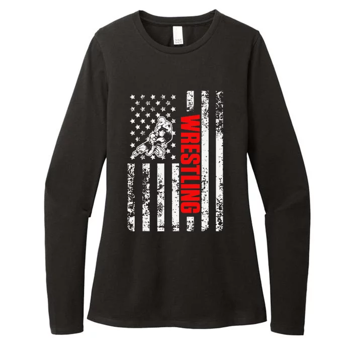 US American Flag Sports Patriotic Wrestling Womens CVC Long Sleeve Shirt