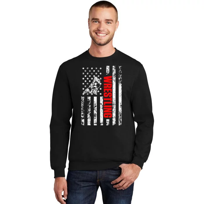 US American Flag Sports Patriotic Wrestling Tall Sweatshirt