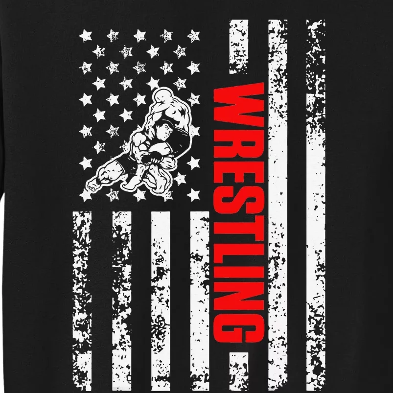 US American Flag Sports Patriotic Wrestling Tall Sweatshirt