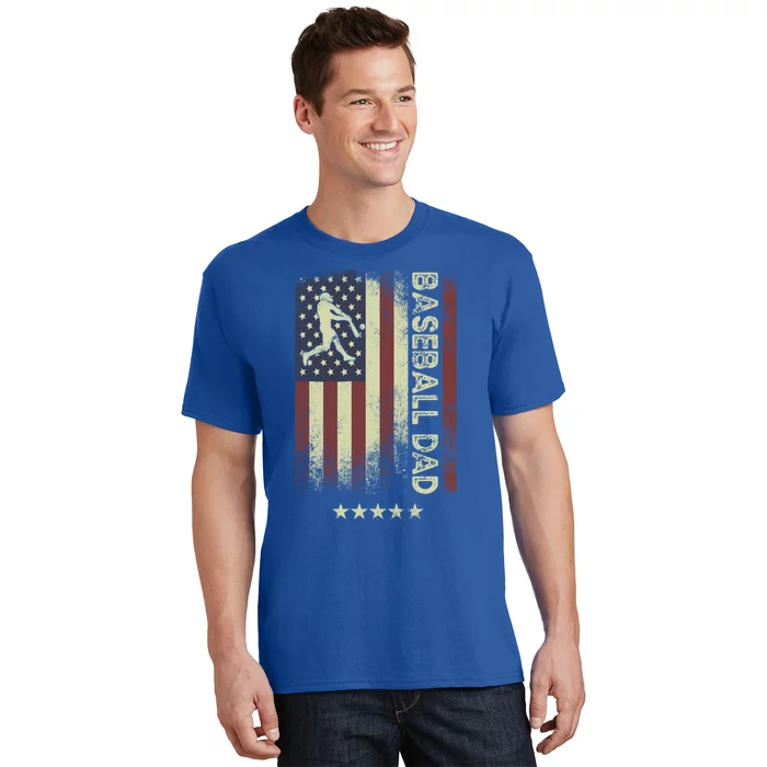 Usa American Flag Cute Gift Baseball Dad Gift T-Shirt