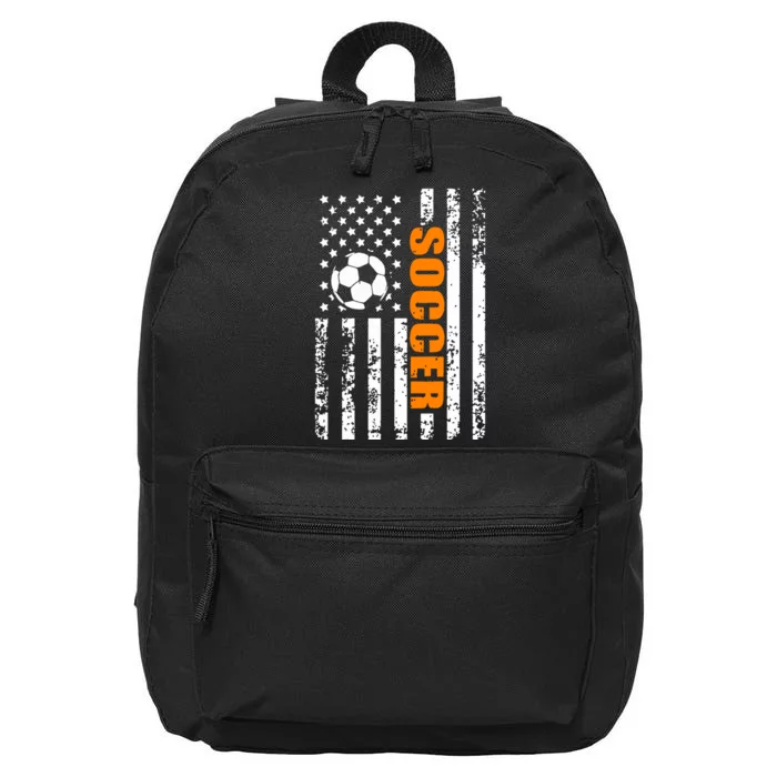 Us American Flag Soccer Patriotic Soccer Funny 16 in Basic Backpack