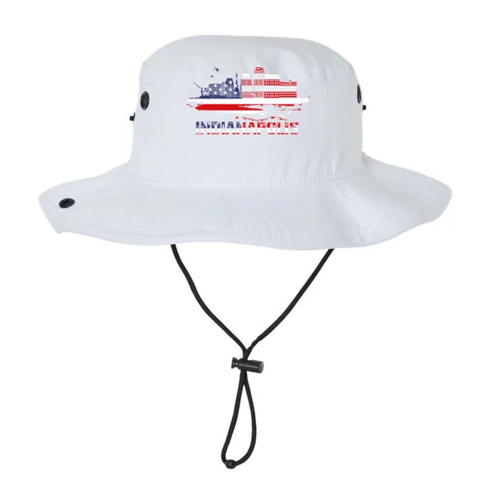 Usa American Flag Cityscape Funny Gift Indianapolis Indiana Skyline Gift Legacy Cool Fit Booney Bucket Hat