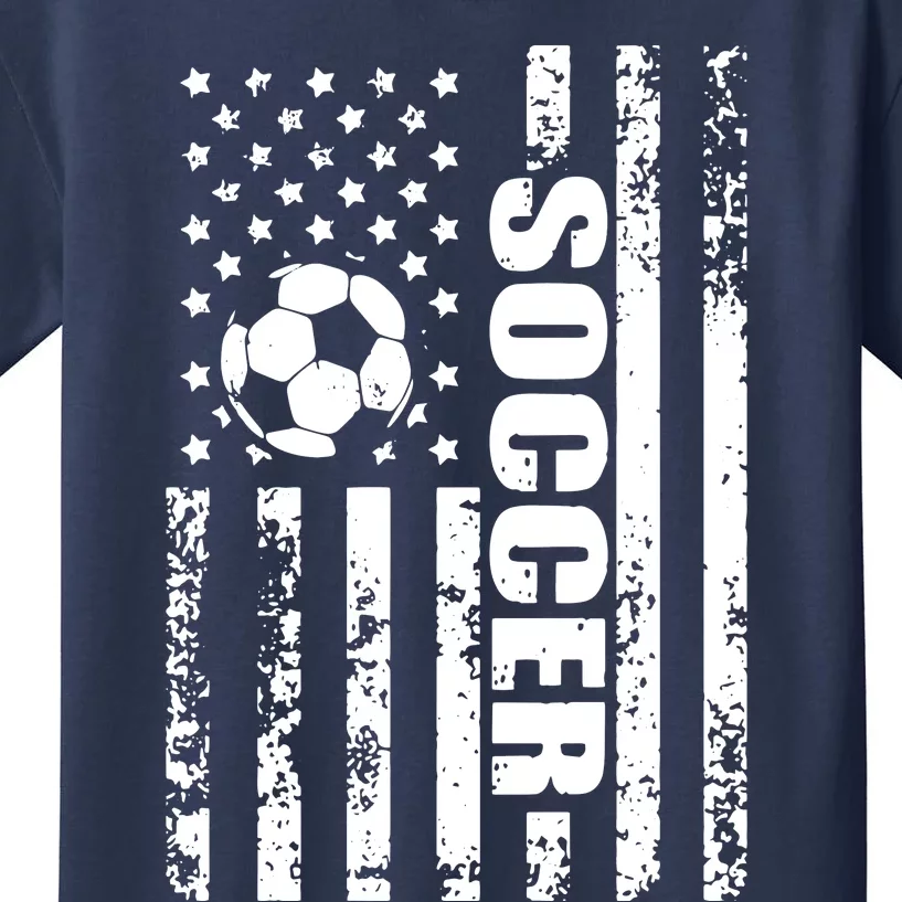 Us American Flag Soccer Patriotic Soccer Funny Kids T-Shirt