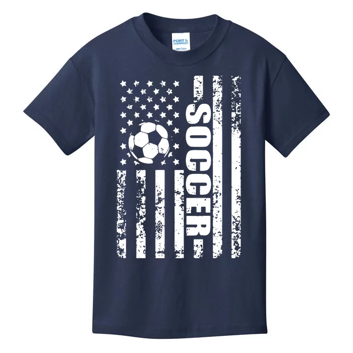 Us American Flag Soccer Patriotic Soccer Funny Kids T-Shirt