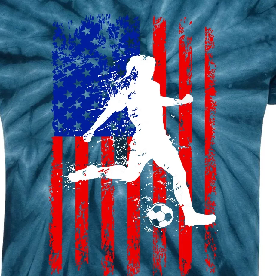 Usa American Flag Soccer For Girl Women Kids Tie-Dye T-Shirt