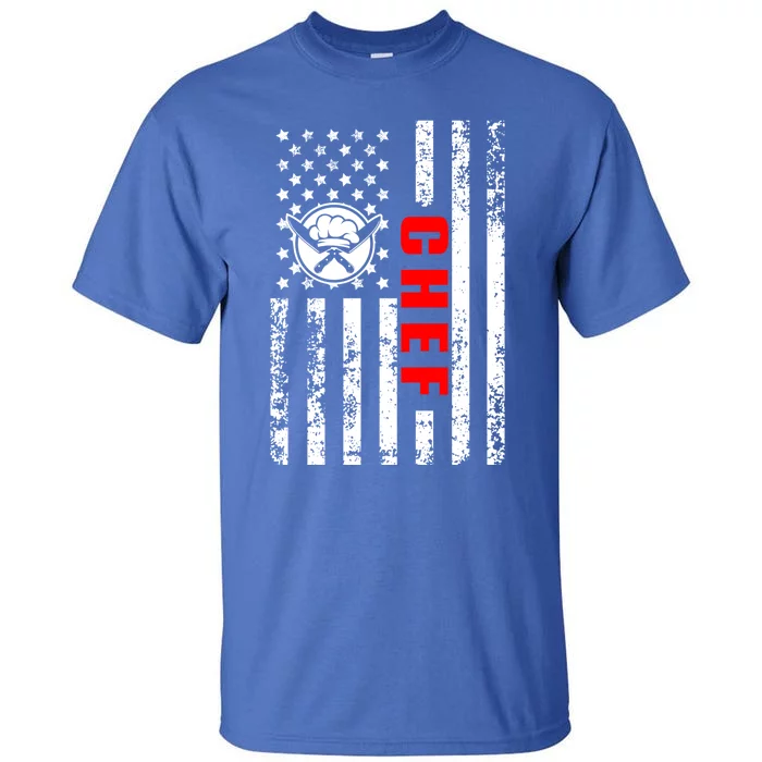 Us American Flag Food Cook Patriotic Ob As Chef Gift Tall T-Shirt