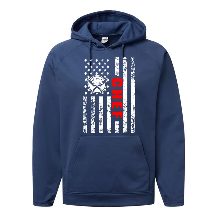 Us American Flag Food Cook Patriotic Ob As Chef Gift Performance Fleece Hoodie