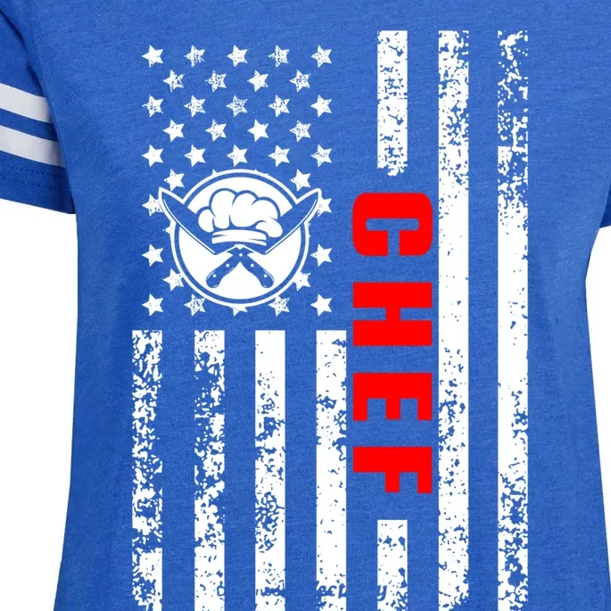 Us American Flag Food Cook Patriotic Ob As Chef Gift Enza Ladies Jersey Football T-Shirt