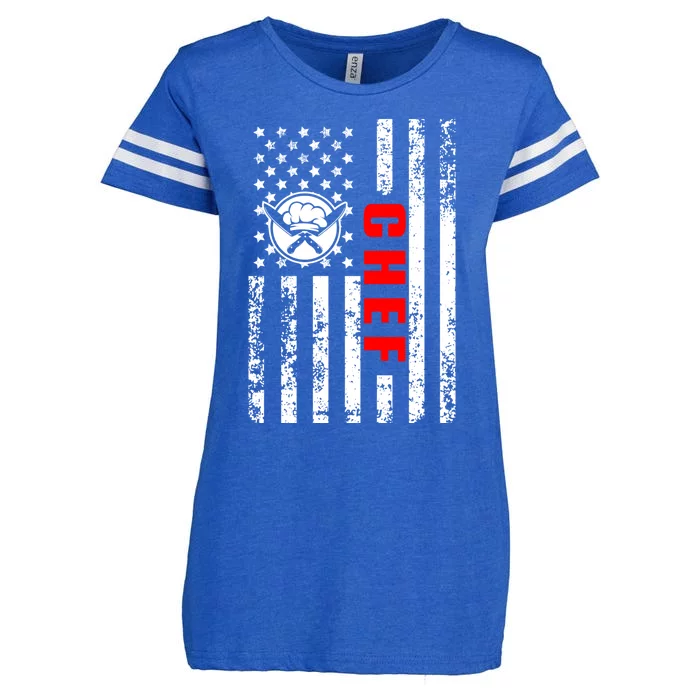 Us American Flag Food Cook Patriotic Ob As Chef Gift Enza Ladies Jersey Football T-Shirt