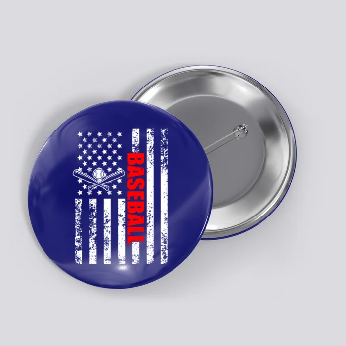 Us American Flag Baseball Patriotic Baseball Gift Button